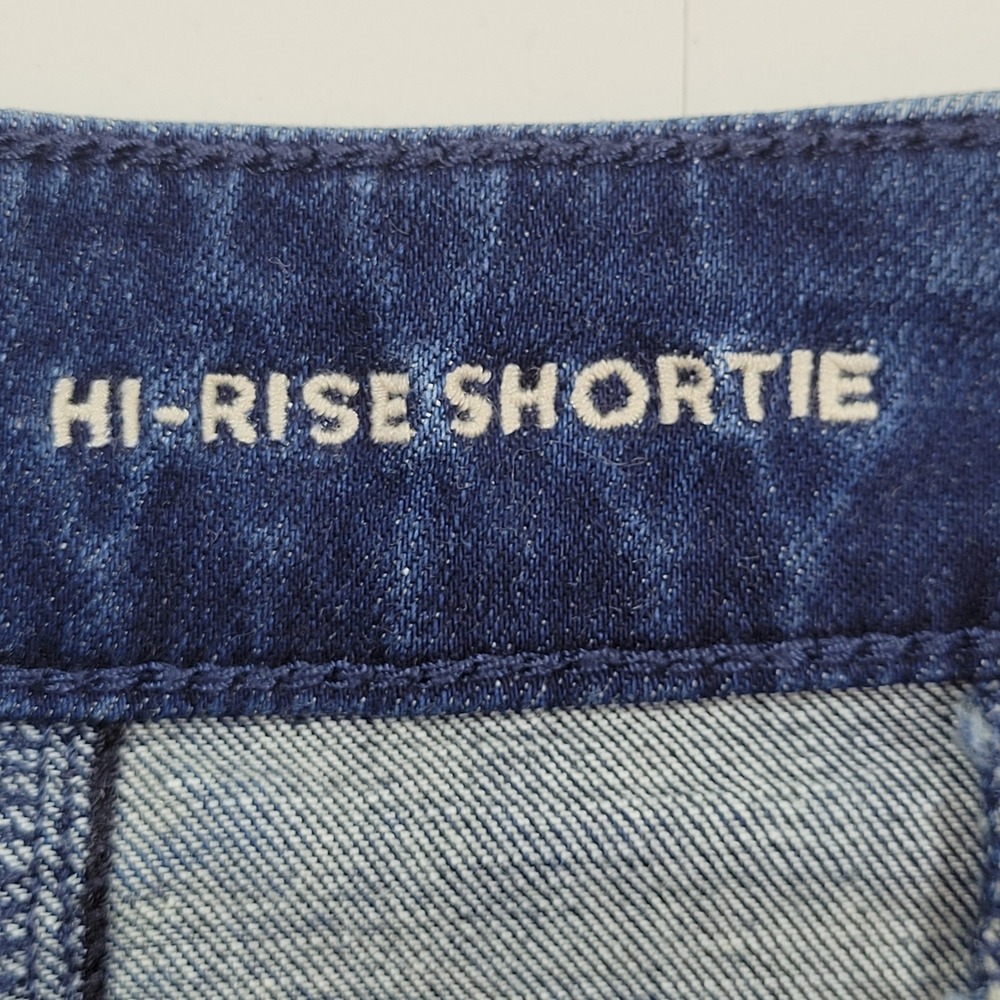 American Eagle HiRise Shortie Women 4 Blue Excellent Sailor Button Super Stretch - Picture 9 of 10